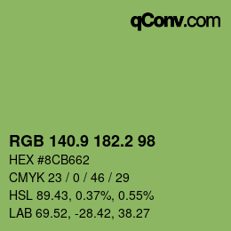 カラーコード: RGB 140.9 182.2 98 | qconv.com