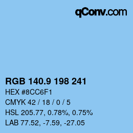 カラーコード: RGB 140.9 198 241 | qconv.com