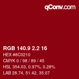 カラーコード: RGB 140.9 2.2 16 | qconv.com