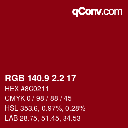 カラーコード: RGB 140.9 2.2 17 | qconv.com