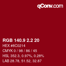 カラーコード: RGB 140.9 2.2 20 | qconv.com