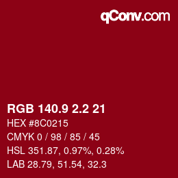 カラーコード: RGB 140.9 2.2 21 | qconv.com