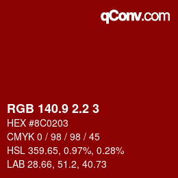 カラーコード: RGB 140.9 2.2 3 | qconv.com