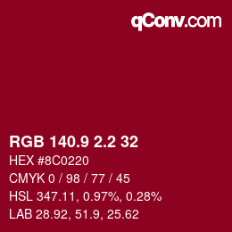 カラーコード: RGB 140.9 2.2 32 | qconv.com