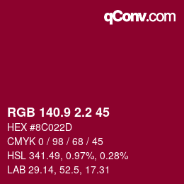 カラーコード: RGB 140.9 2.2 45 | qconv.com