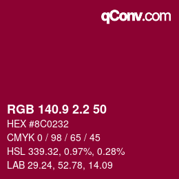 カラーコード: RGB 140.9 2.2 50 | qconv.com