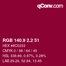 カラーコード: RGB 140.9 2.2 51 | qconv.com