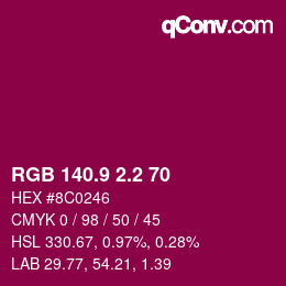 カラーコード: RGB 140.9 2.2 70 | qconv.com