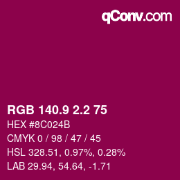 カラーコード: RGB 140.9 2.2 75 | qconv.com