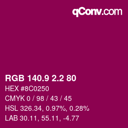 カラーコード: RGB 140.9 2.2 80 | qconv.com