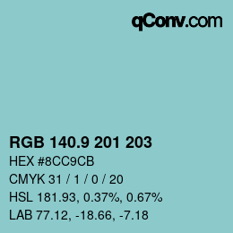 Color code: RGB 140.9 201 203 | qconv.com