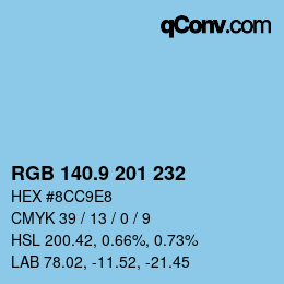 カラーコード: RGB 140.9 201 232 | qconv.com