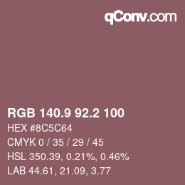 Code couleur: RGB 140.9 92.2 100 | qconv.com