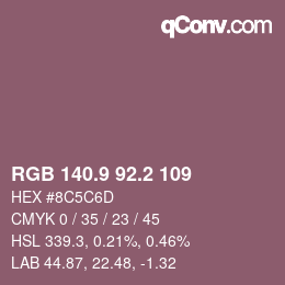 カラーコード: RGB 140.9 92.2 109 | qconv.com