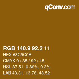 カラーコード: RGB 140.9 92.2 11 | qconv.com