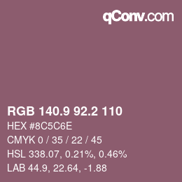 カラーコード: RGB 140.9 92.2 110 | qconv.com
