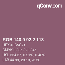 カラーコード: RGB 140.9 92.2 113 | qconv.com