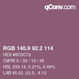 カラーコード: RGB 140.9 92.2 114 | qconv.com