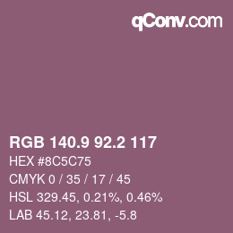 Color code: RGB 140.9 92.2 117 | qconv.com