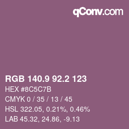 カラーコード: RGB 140.9 92.2 123 | qconv.com
