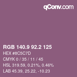 カラーコード: RGB 140.9 92.2 125 | qconv.com