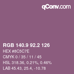 Color code: RGB 140.9 92.2 126 | qconv.com