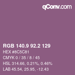 カラーコード: RGB 140.9 92.2 129 | qconv.com