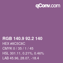 Color code: RGB 140.9 92.2 140 | qconv.com