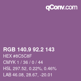 カラーコード: RGB 140.9 92.2 143 | qconv.com