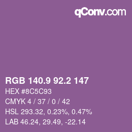 カラーコード: RGB 140.9 92.2 147 | qconv.com