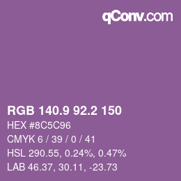 Color code: RGB 140.9 92.2 150 | qconv.com