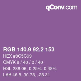 カラーコード: RGB 140.9 92.2 153 | qconv.com