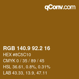 カラーコード: RGB 140.9 92.2 16 | qconv.com