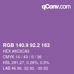 カラーコード: RGB 140.9 92.2 163 | qconv.com