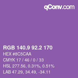 カラーコード: RGB 140.9 92.2 170 | qconv.com