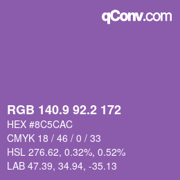 カラーコード: RGB 140.9 92.2 172 | qconv.com