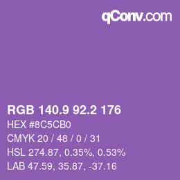 カラーコード: RGB 140.9 92.2 176 | qconv.com