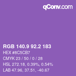 カラーコード: RGB 140.9 92.2 183 | qconv.com
