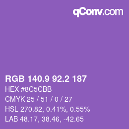 カラーコード: RGB 140.9 92.2 187 | qconv.com