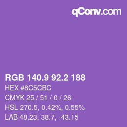 カラーコード: RGB 140.9 92.2 188 | qconv.com