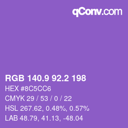 カラーコード: RGB 140.9 92.2 198 | qconv.com