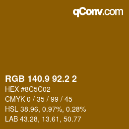 カラーコード: RGB 140.9 92.2 2 | qconv.com