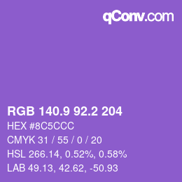 カラーコード: RGB 140.9 92.2 204 | qconv.com