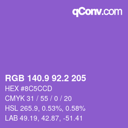 カラーコード: RGB 140.9 92.2 205 | qconv.com