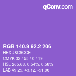 カラーコード: RGB 140.9 92.2 206 | qconv.com