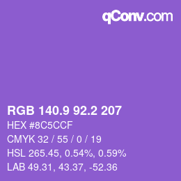 カラーコード: RGB 140.9 92.2 207 | qconv.com