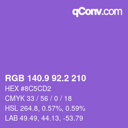 カラーコード: RGB 140.9 92.2 210 | qconv.com
