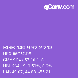 カラーコード: RGB 140.9 92.2 213 | qconv.com