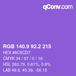 カラーコード: RGB 140.9 92.2 215 | qconv.com