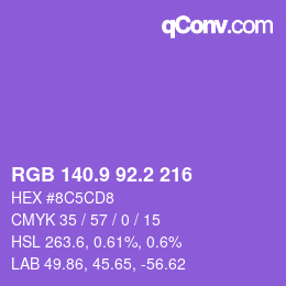 カラーコード: RGB 140.9 92.2 216 | qconv.com